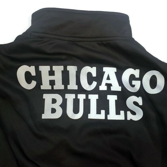 NBA Chicago Bulls Mens Black Full-Zip Track Lightweight Jacket Black S - Picture 6 of 6